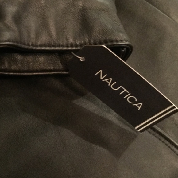 NEW w TAGS NauticaBlack Lambs Leather Jacket Size Large
